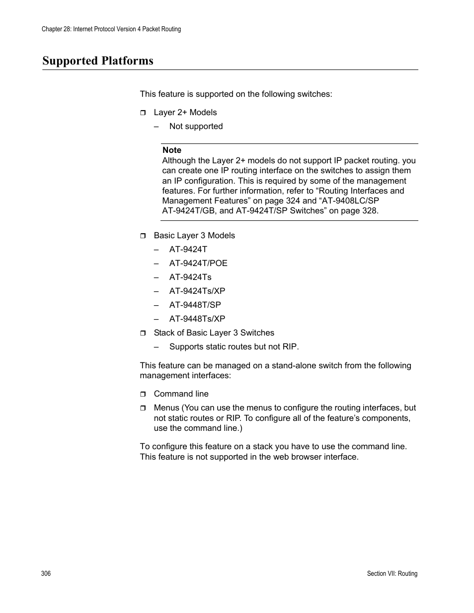 Supported platforms | Allied Telesis AT-S63 User Manual | Page 306 / 520