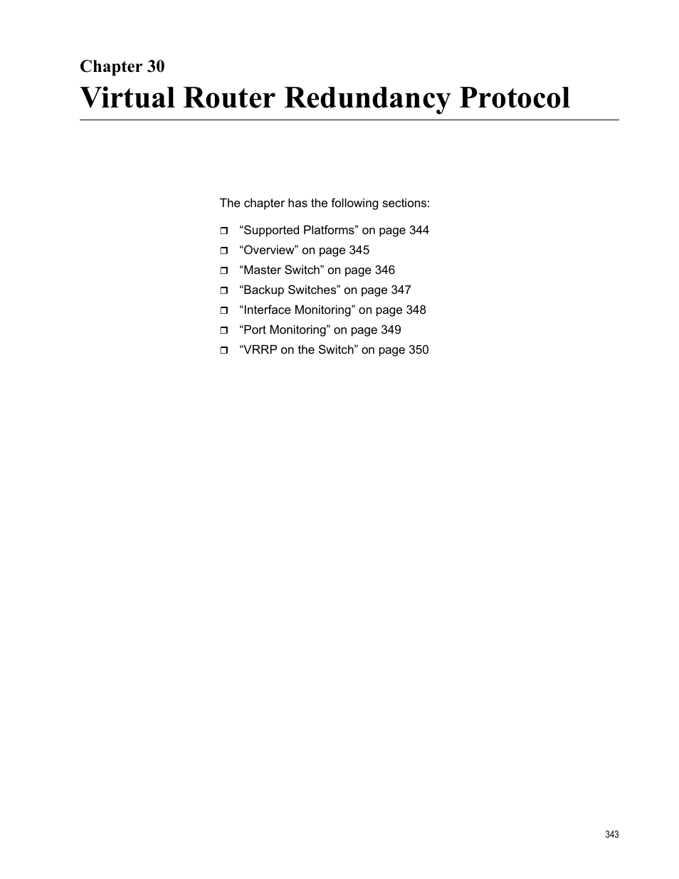 Chapter 30, Virtual router redundancy protocol | Allied Telesis AT-S63 User Manual | Page 343 / 520