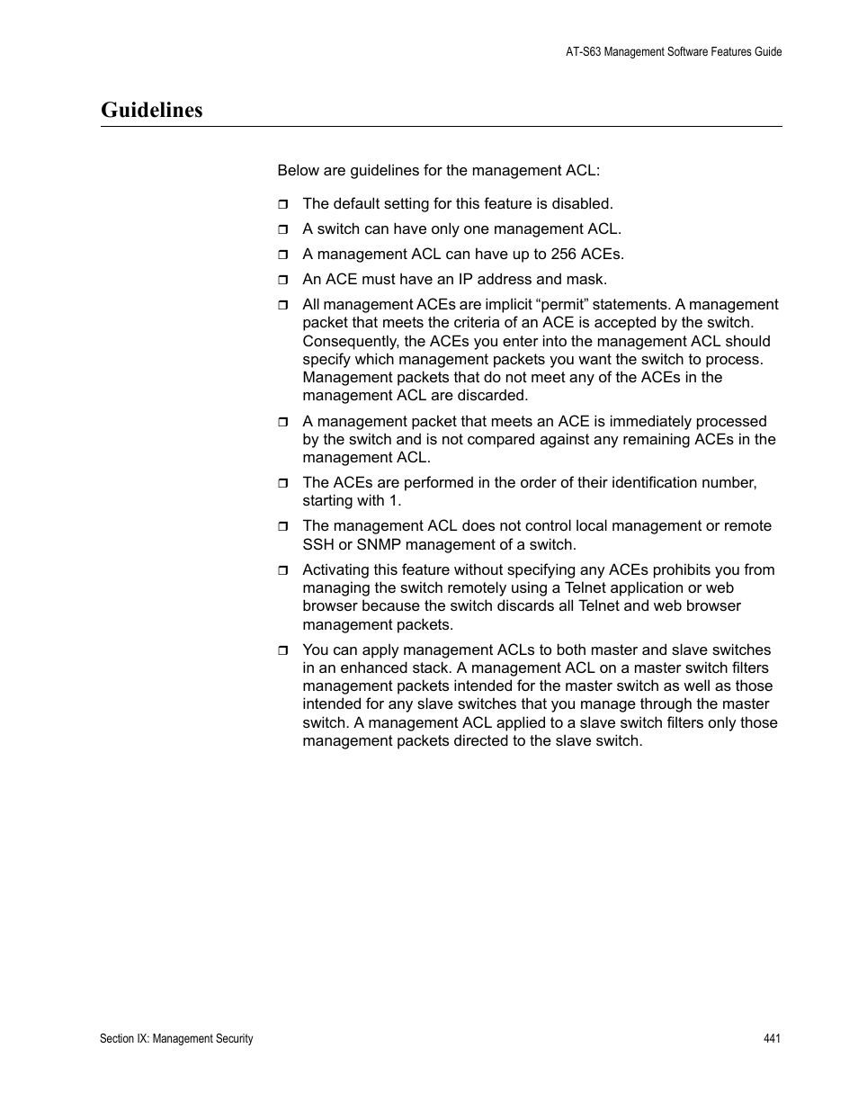 Guidelines | Allied Telesis AT-S63 User Manual | Page 441 / 520