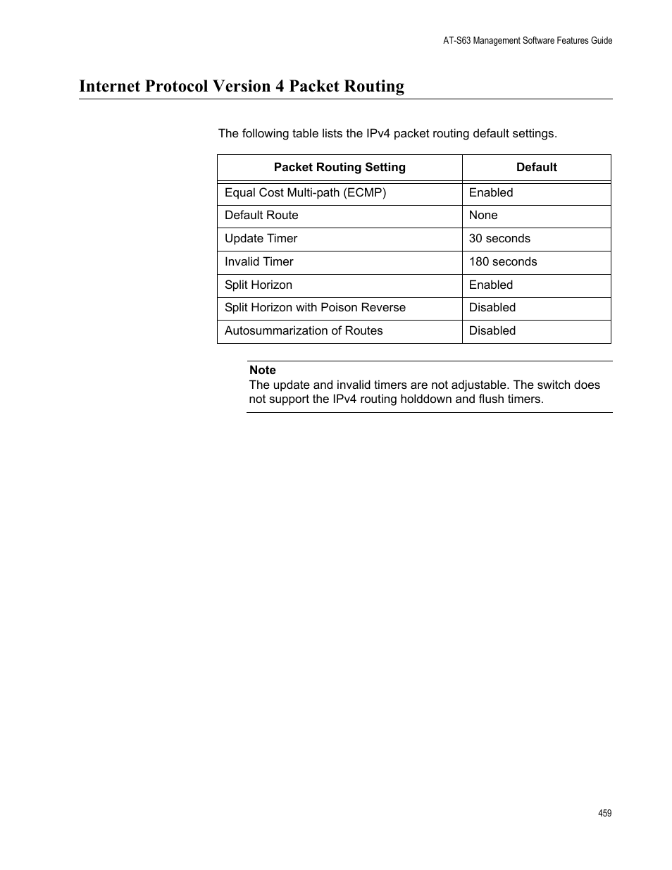 Internet protocol version 4 packet routing | Allied Telesis AT-S63 User Manual | Page 459 / 520