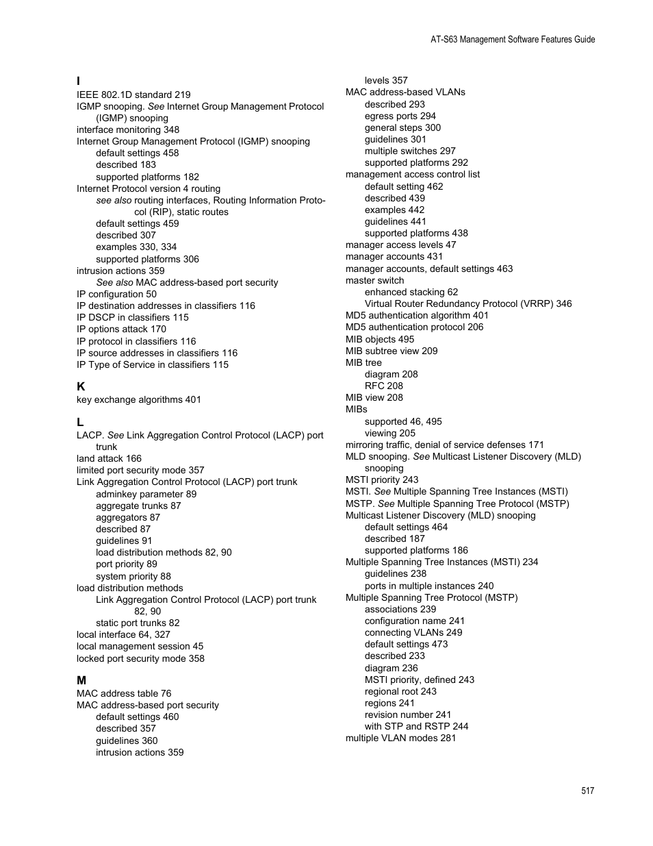Allied Telesis AT-S63 User Manual | Page 517 / 520