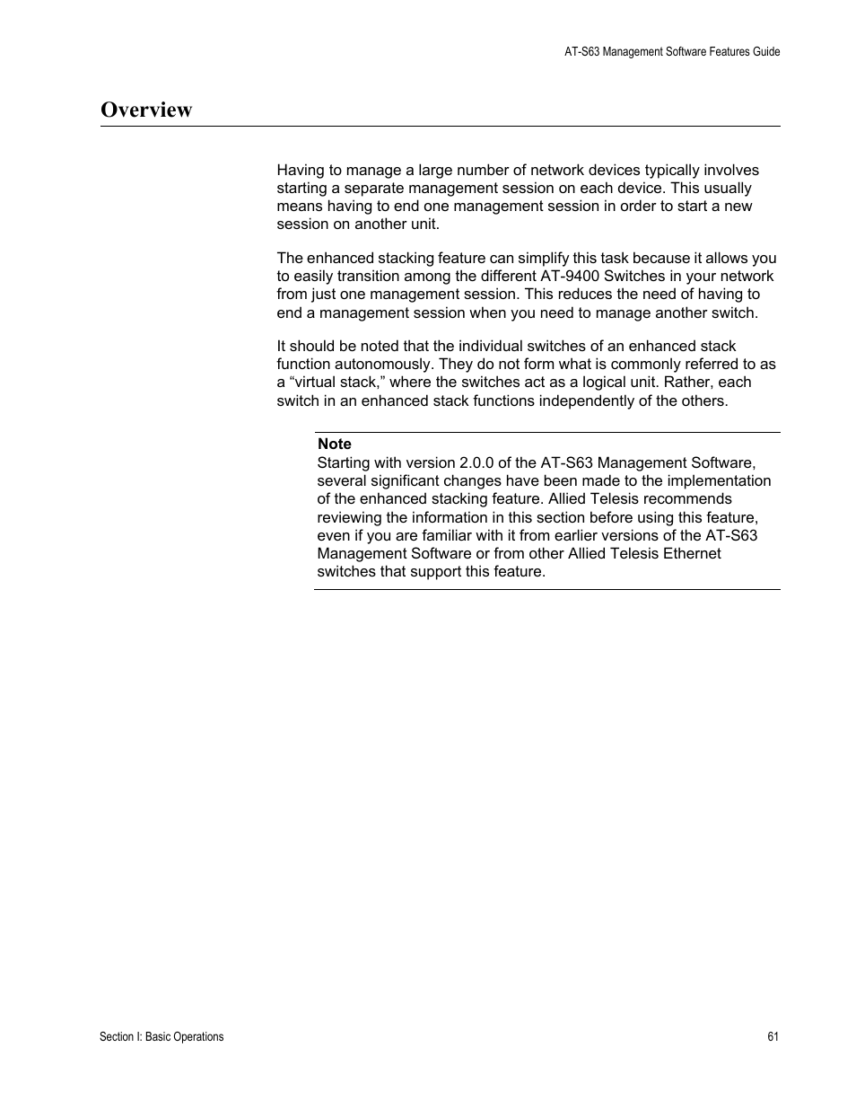 Overview | Allied Telesis AT-S63 User Manual | Page 61 / 520