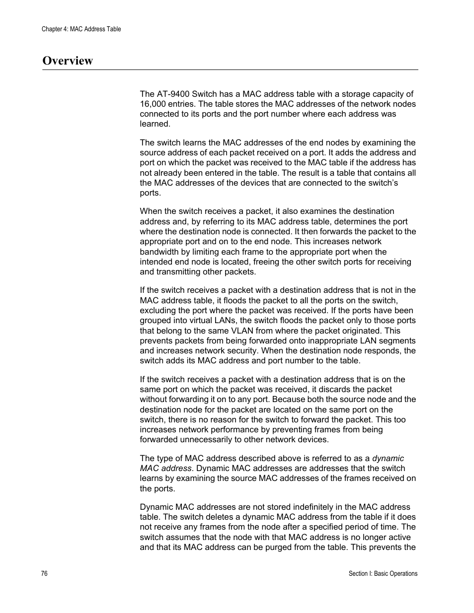 Overview | Allied Telesis AT-S63 User Manual | Page 76 / 520
