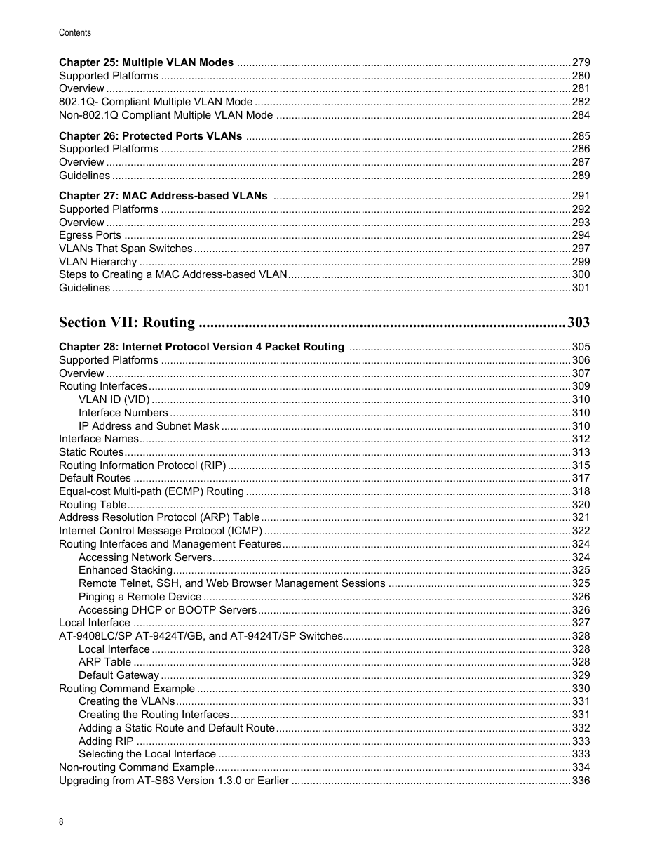 Allied Telesis AT-S63 User Manual | Page 8 / 520