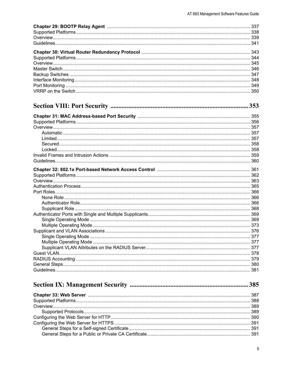 Allied Telesis AT-S63 User Manual | Page 9 / 520
