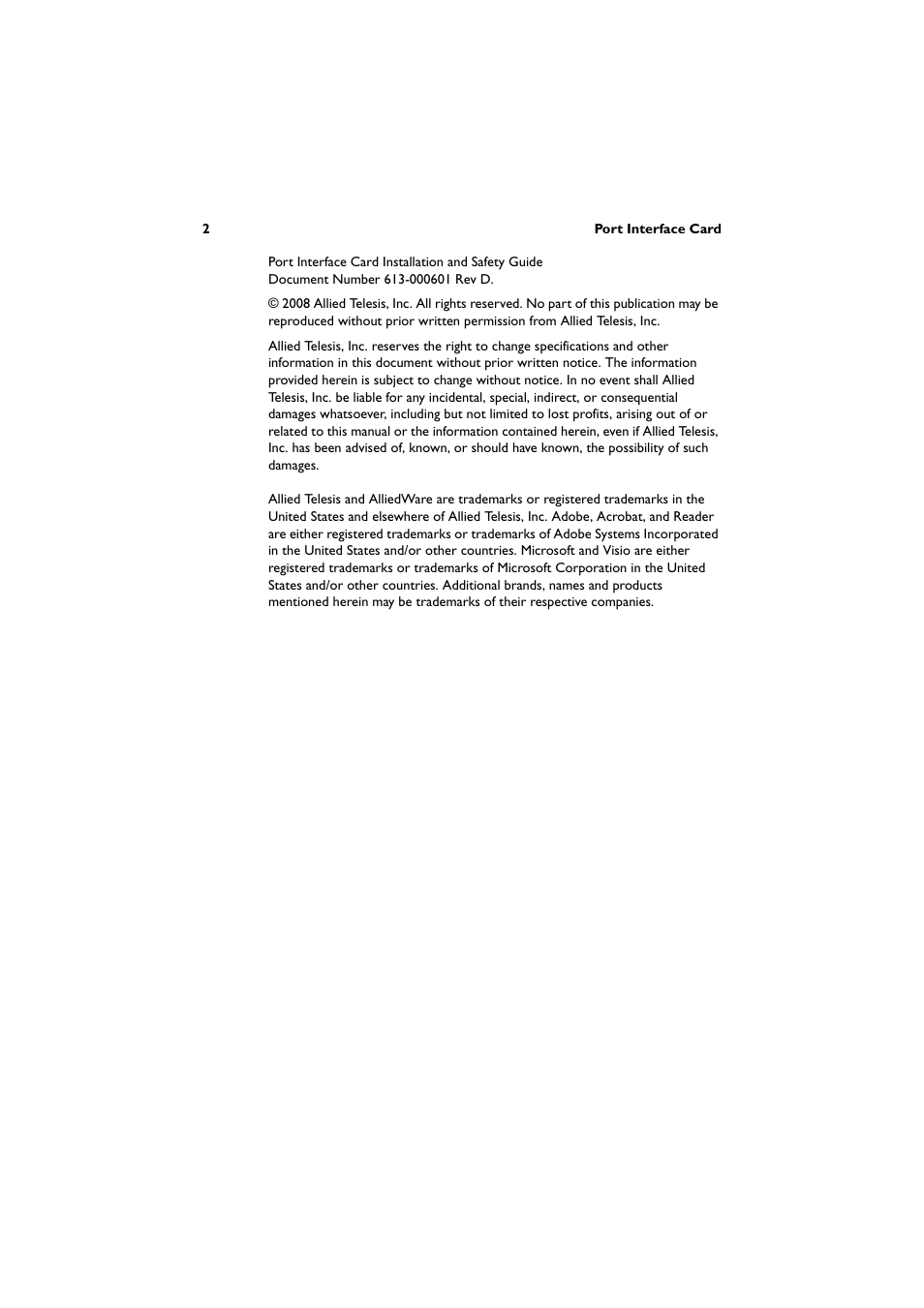 Allied Telesis Port Interface Card User Manual | Page 3 / 13