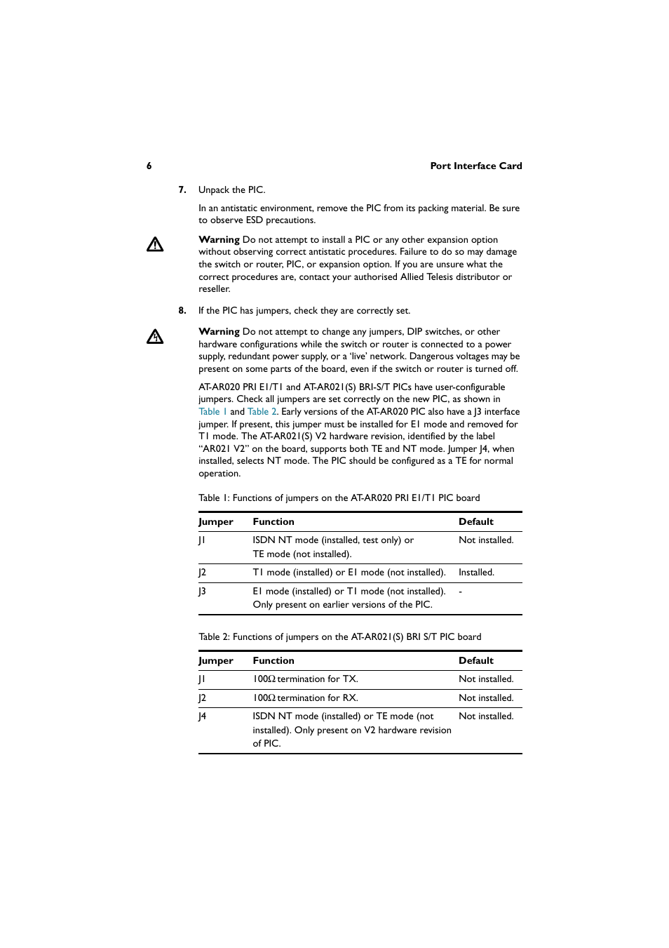 Allied Telesis Port Interface Card User Manual | Page 7 / 13