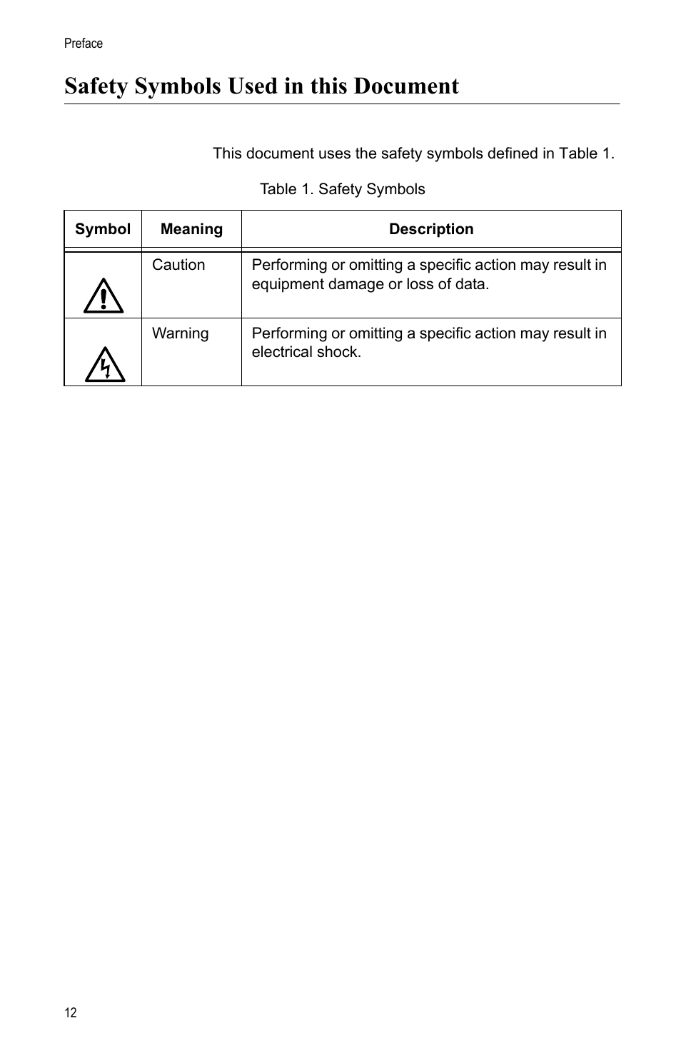 Safety symbols used in this document, Symbols | Allied Telesis AT-MCF2000M User Manual | Page 12 / 70