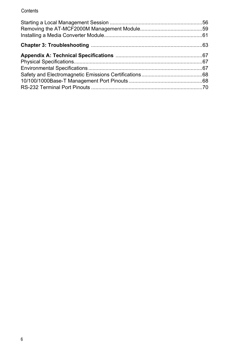 Allied Telesis AT-MCF2000M User Manual | Page 6 / 70