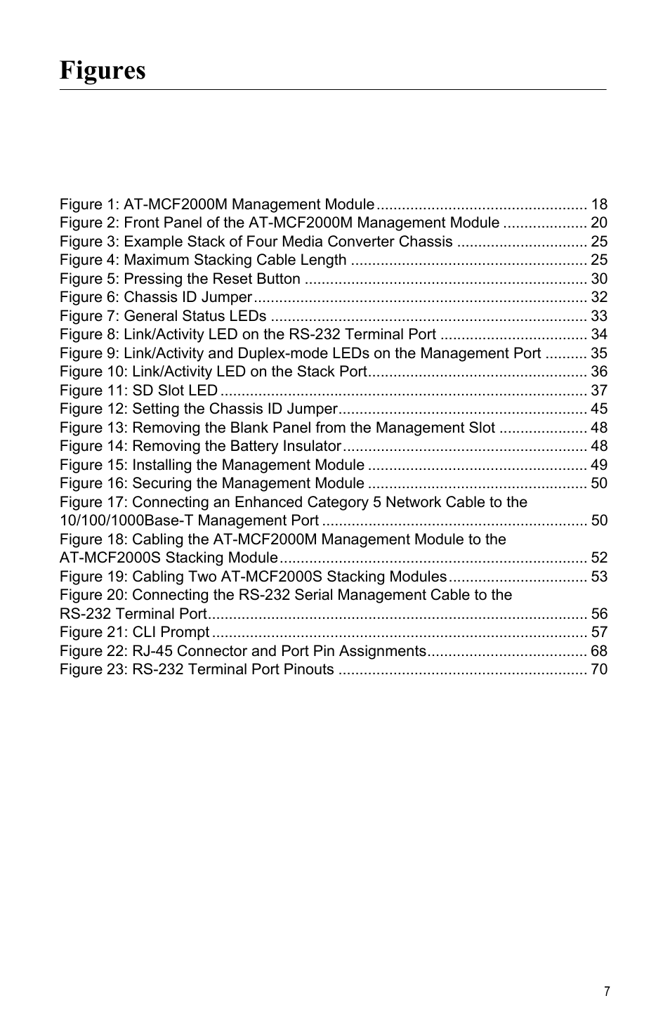 Figures | Allied Telesis AT-MCF2000M User Manual | Page 7 / 70
