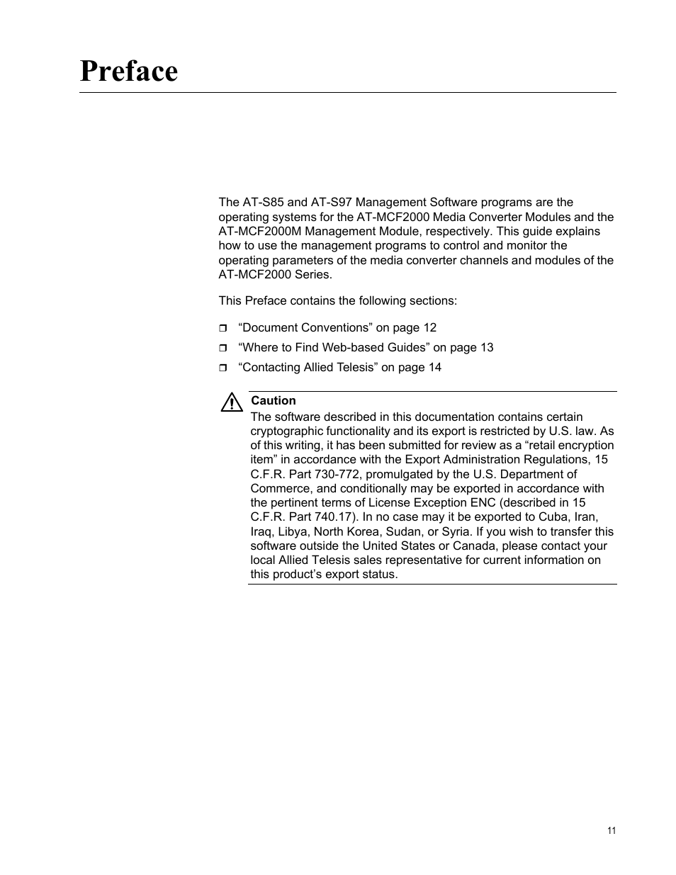 Preface | Allied Telesis AT-S97 User Manual | Page 11 / 254