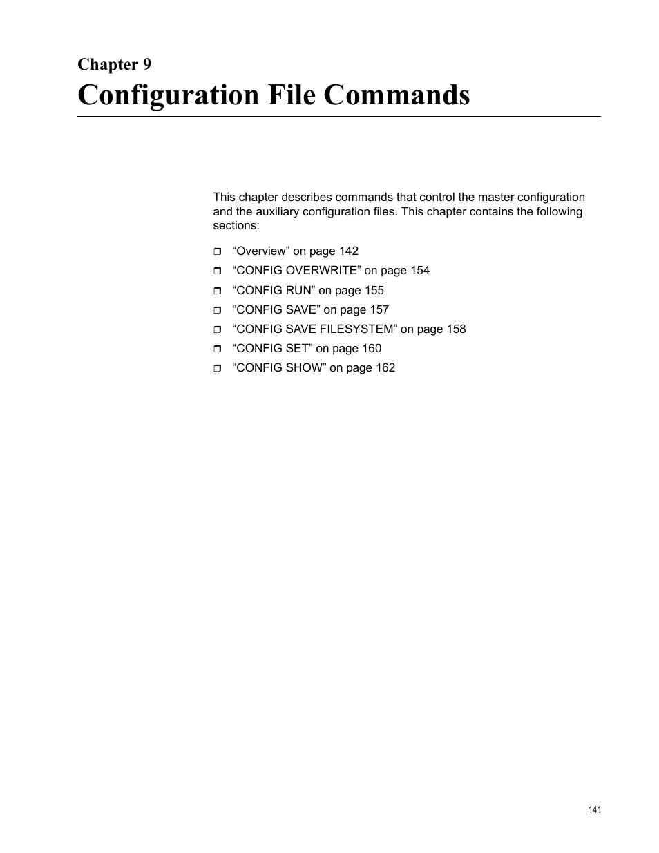 Chapter 9, Configuration file commands, R 9: configuration file commands | Allied Telesis AT-S97 User Manual | Page 141 / 254