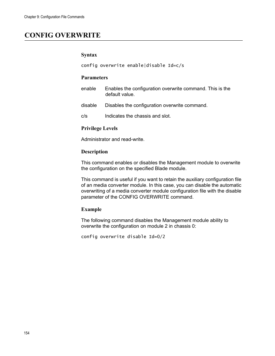 Config overwrite | Allied Telesis AT-S97 User Manual | Page 154 / 254