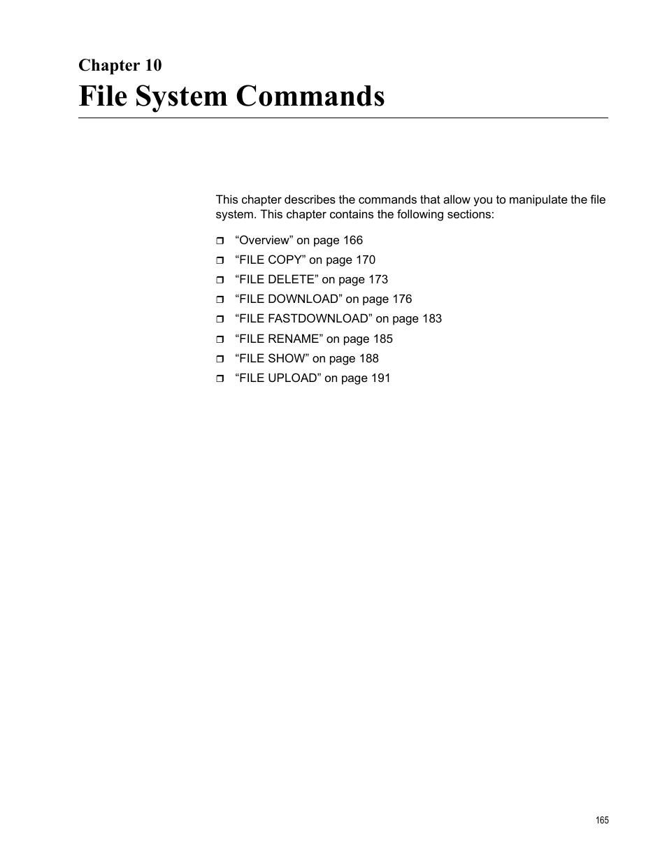 Chapter 10, File system commands | Allied Telesis AT-S97 User Manual | Page 165 / 254
