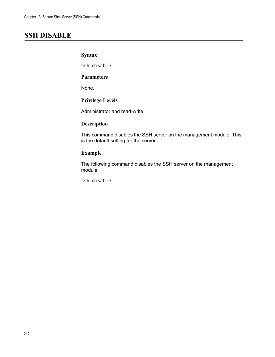 Ssh disable | Allied Telesis AT-S97 User Manual | Page 212 / 254