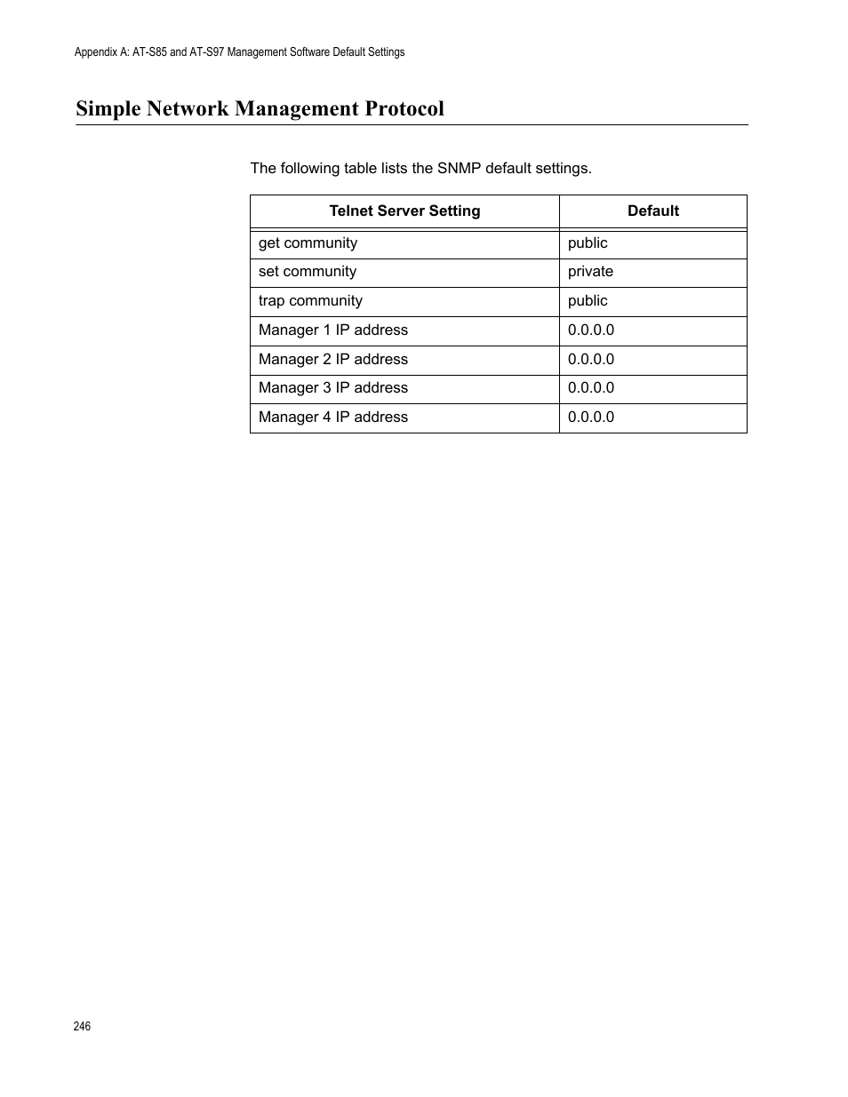 Simple network management protocol | Allied Telesis AT-S97 User Manual | Page 246 / 254