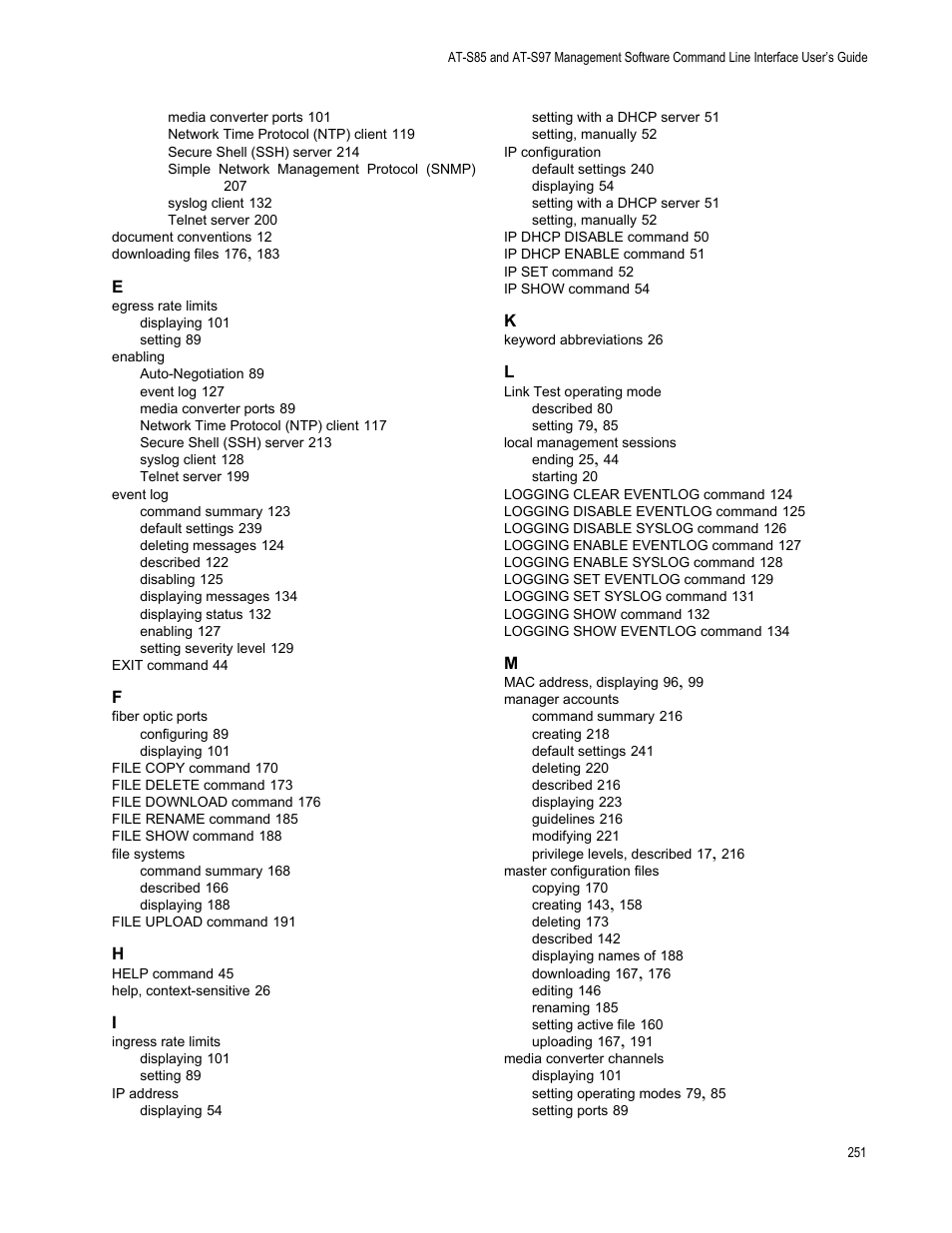 Allied Telesis AT-S97 User Manual | Page 251 / 254