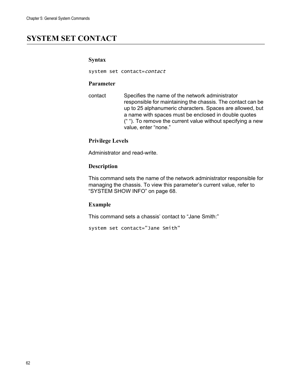 System set contact | Allied Telesis AT-S97 User Manual | Page 62 / 254