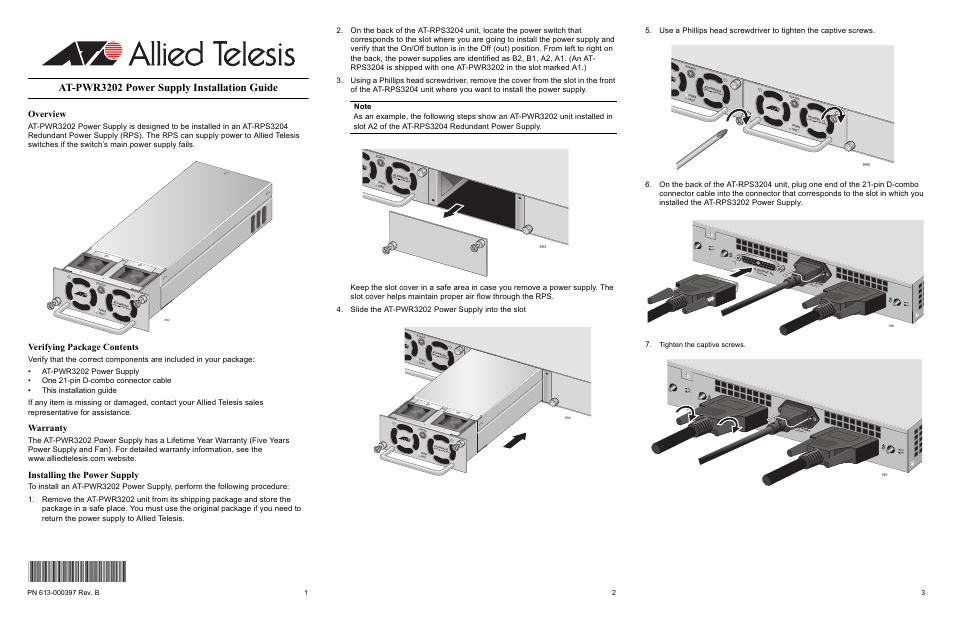 Allied Telesis AT-PWR3202 User Manual | 2 pages