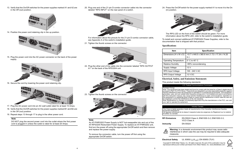 Allied Telesis AT-RPS3204 User Manual | Page 2 / 2