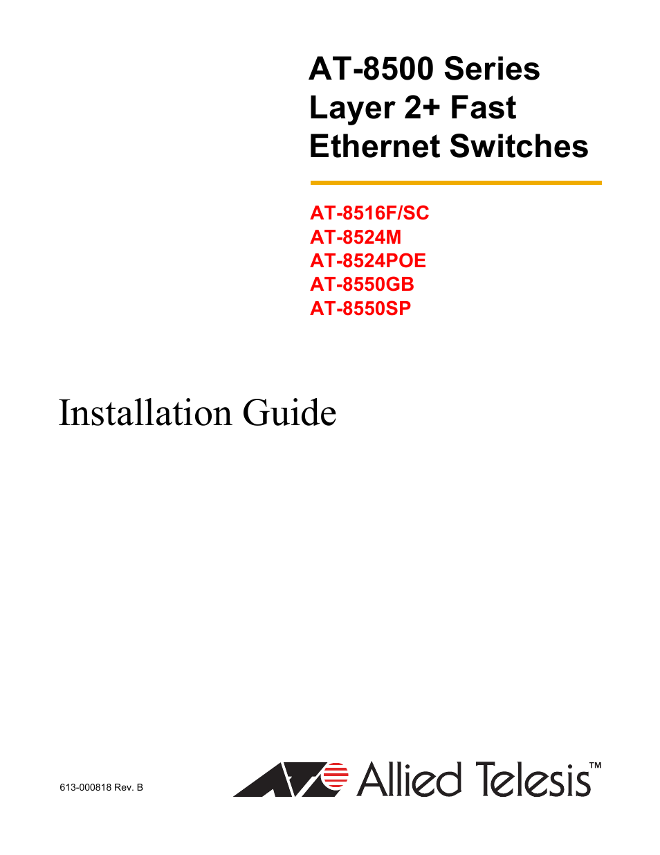 Allied Telesis AT-8550SP User Manual | 90 pages