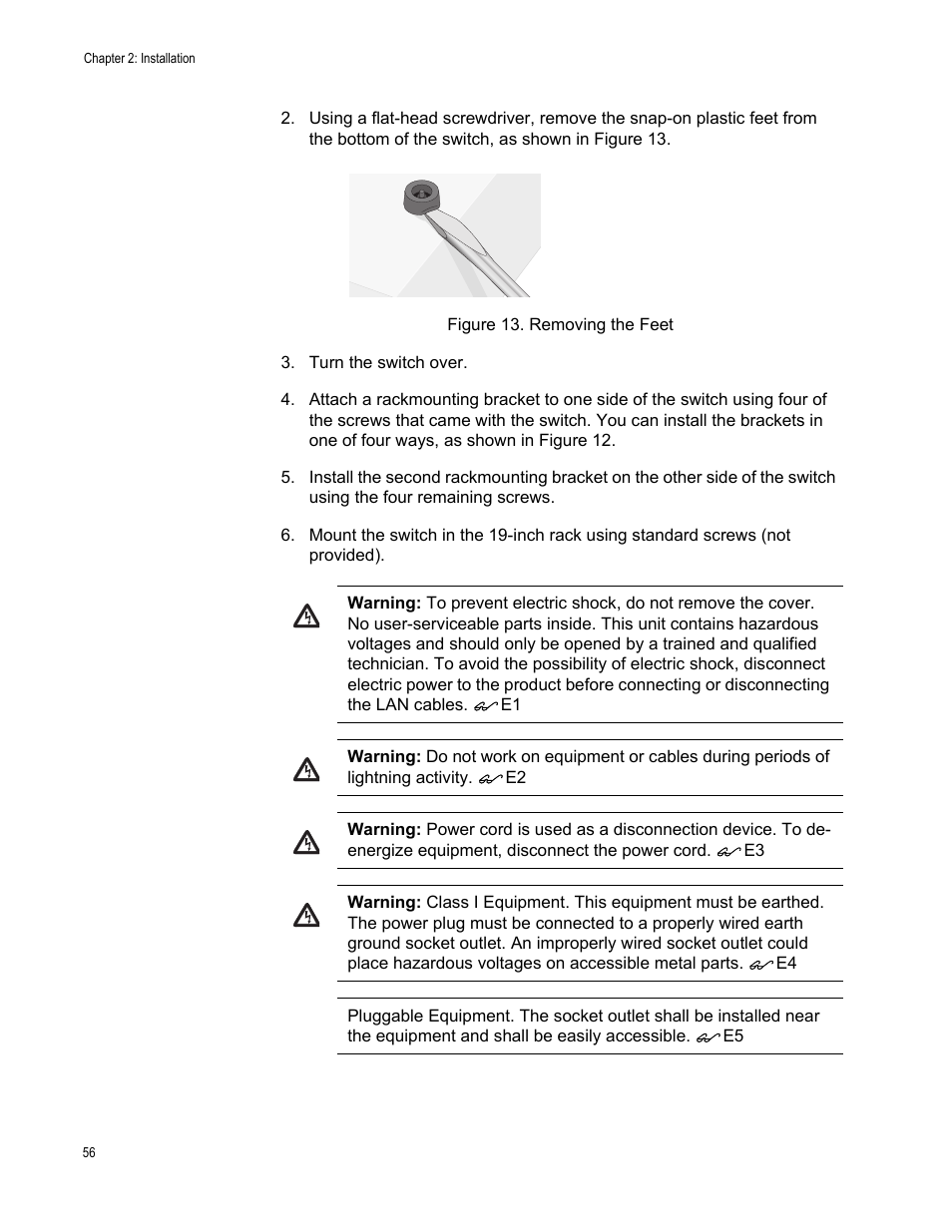 Figure 13. removing the feet | Allied Telesis AT-8550SP User Manual | Page 56 / 90