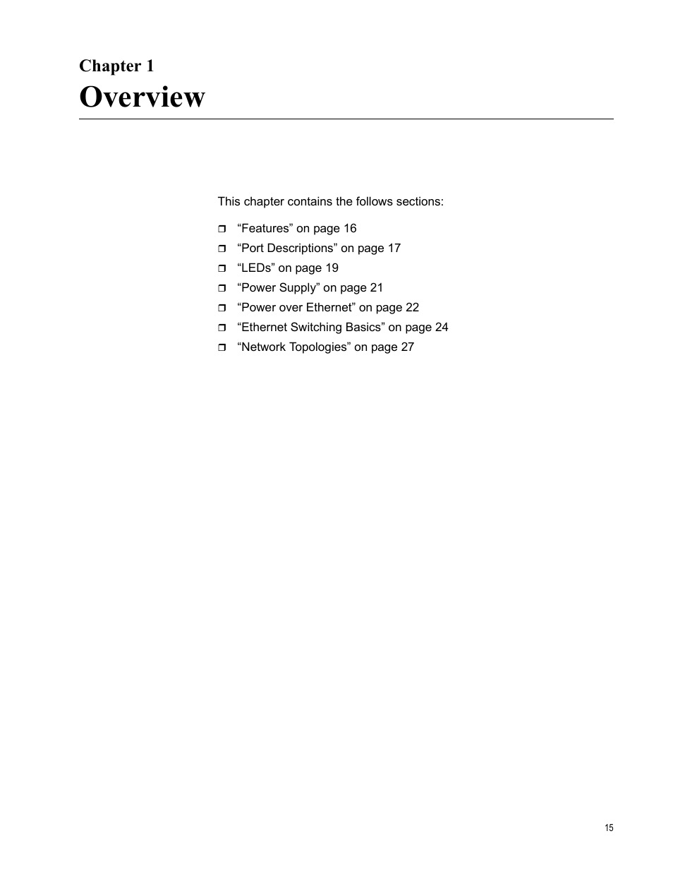 Chapter 1, Overview | Allied Telesis AT-GS900/8POE User Manual | Page 15 / 52