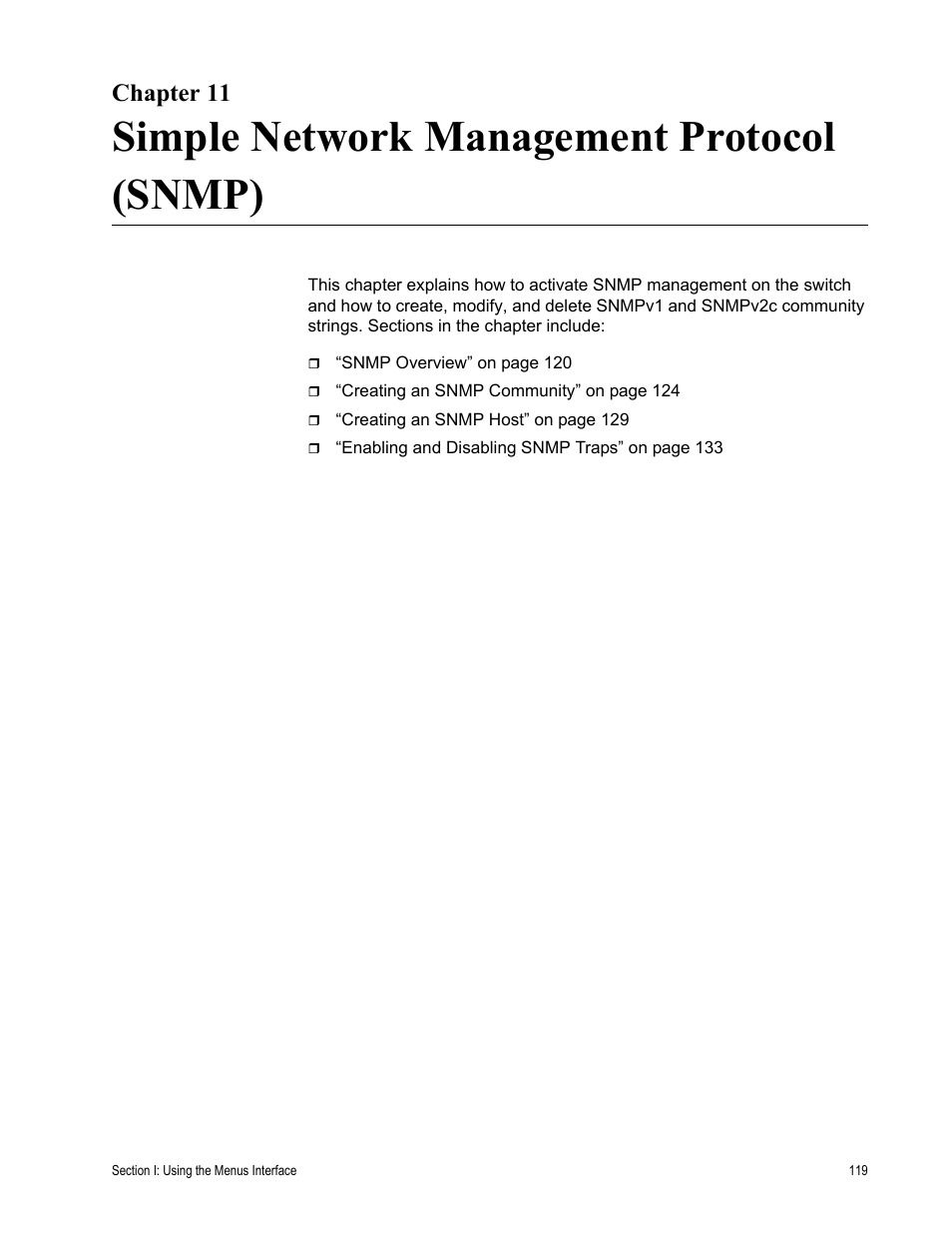 Chapter 11, Simple network management protocol (snmp) | Allied Telesis AT-S80 User Manual | Page 119 / 346