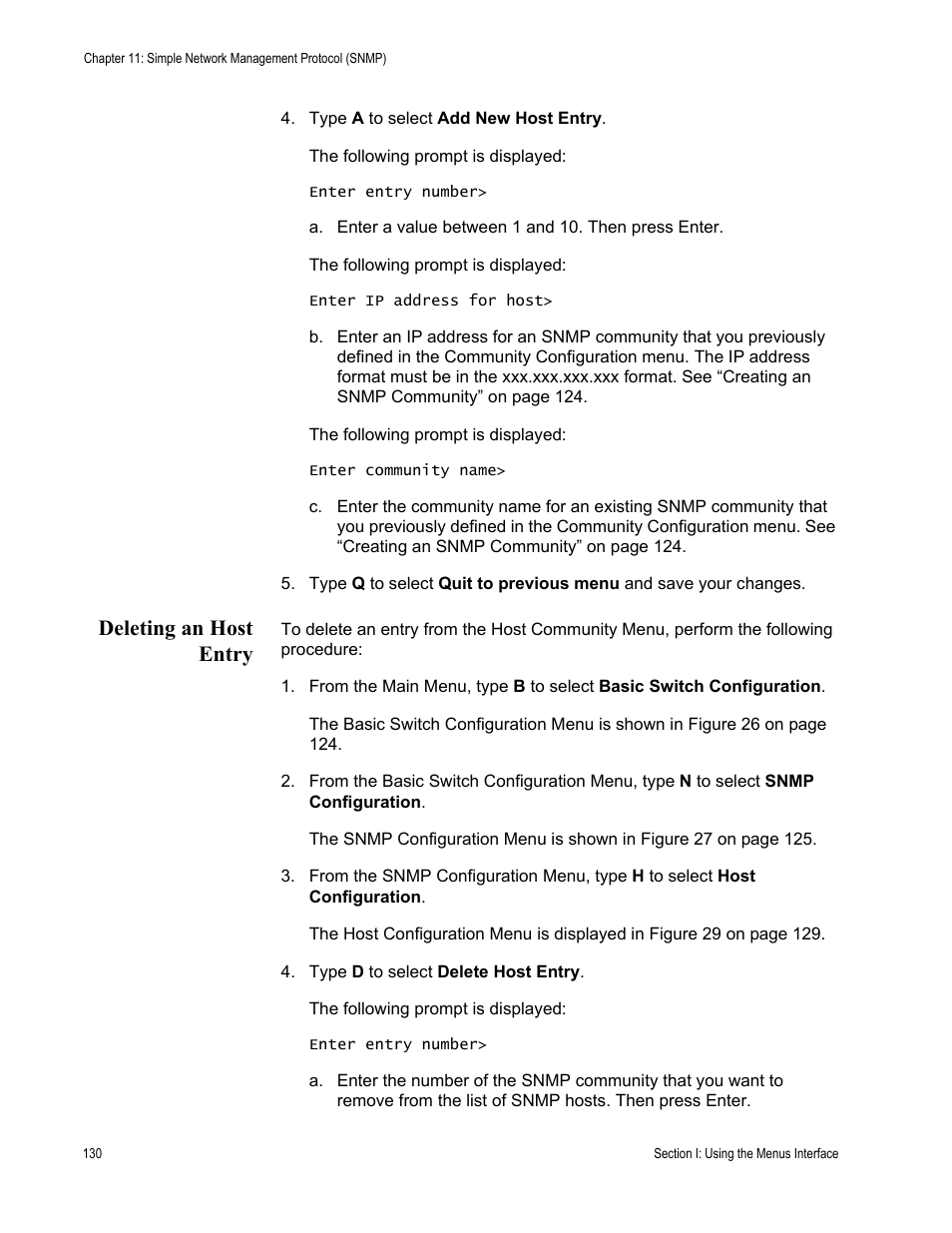 Deleting an host entry | Allied Telesis AT-S80 User Manual | Page 130 / 346