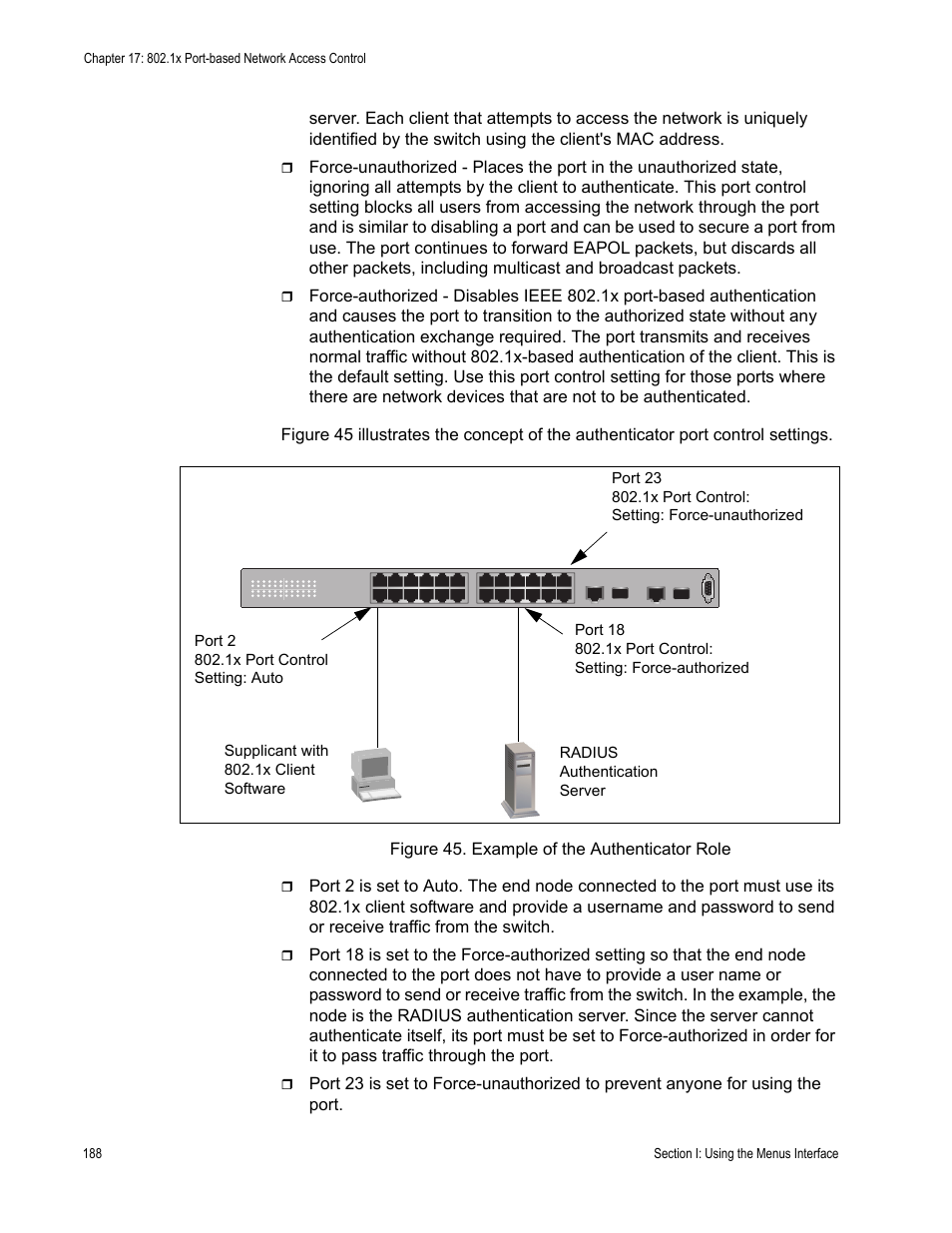 Figure 45. example of the authenticator role | Allied Telesis AT-S80 User Manual | Page 188 / 346