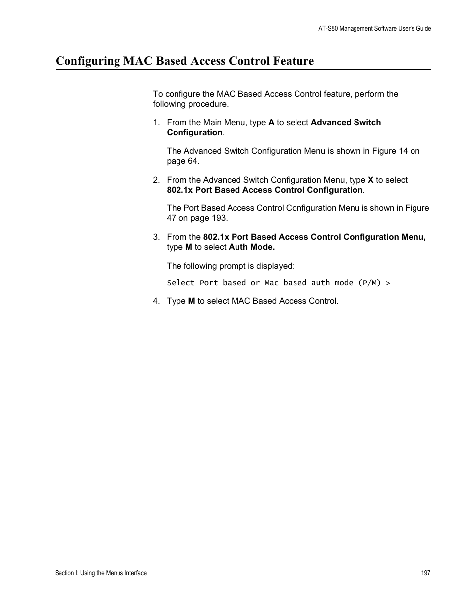 Configuring mac based access control feature | Allied Telesis AT-S80 User Manual | Page 197 / 346