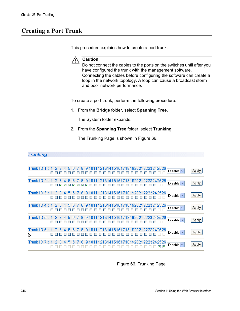 Creating a port trunk | Allied Telesis AT-S80 User Manual | Page 246 / 346