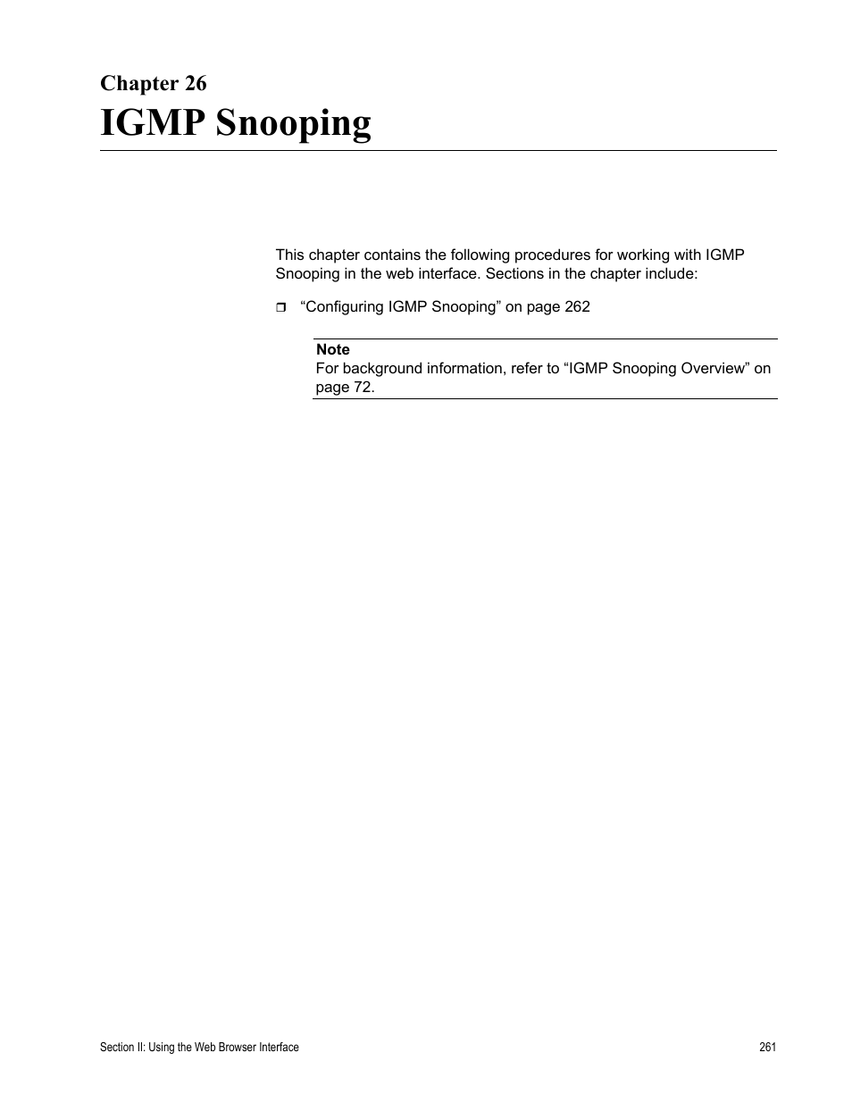 Chapter 26, Igmp snooping | Allied Telesis AT-S80 User Manual | Page 261 / 346