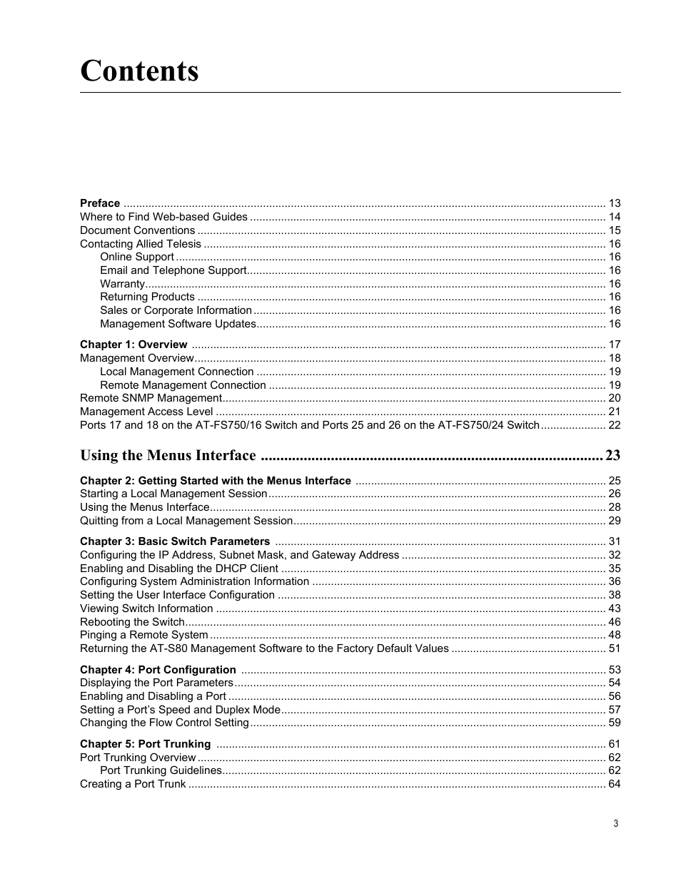 Allied Telesis AT-S80 User Manual | Page 3 / 346
