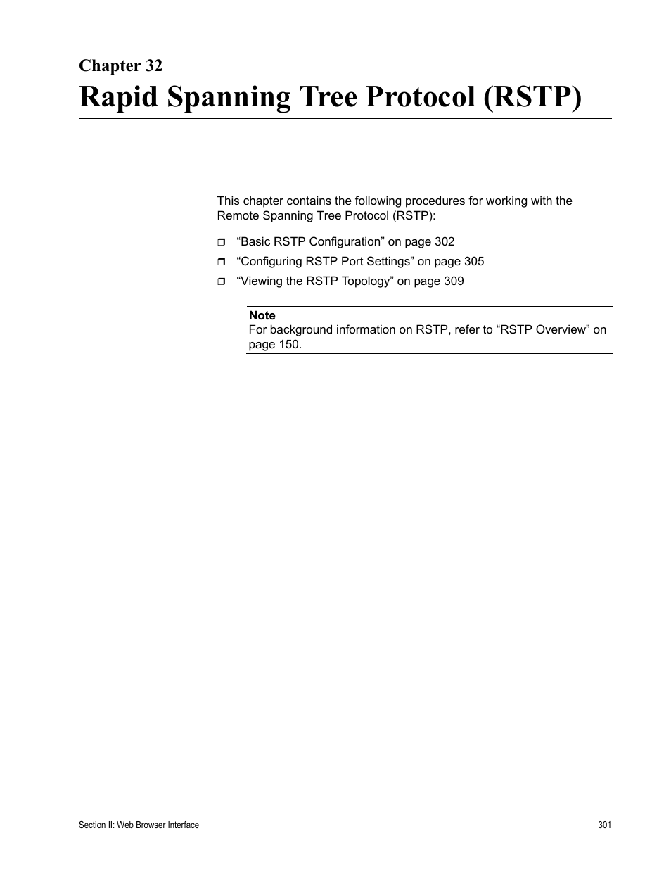Chapter 32, Rapid spanning tree protocol (rstp) | Allied Telesis AT-S80 User Manual | Page 301 / 346