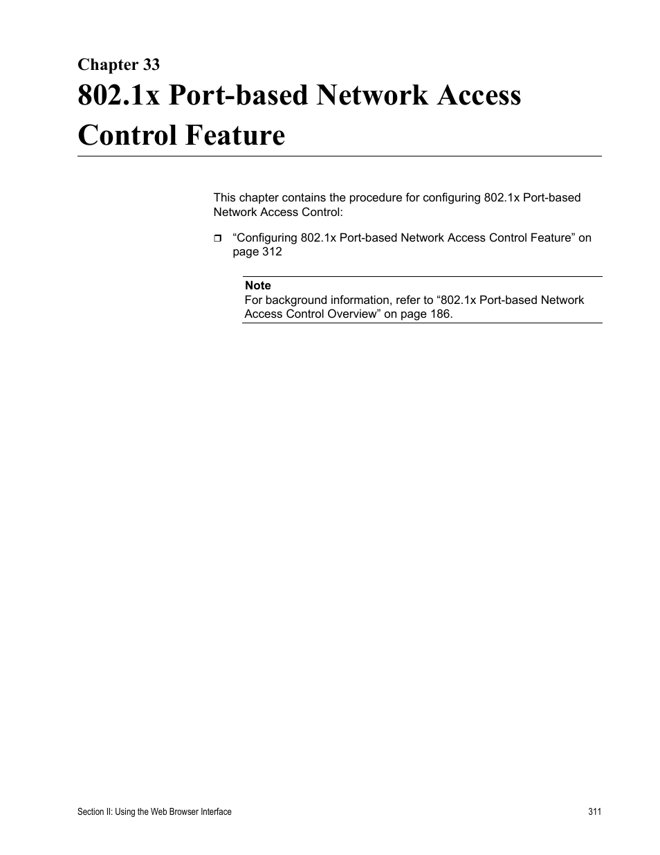 Chapter 33, 1x port-based network access control feature | Allied Telesis AT-S80 User Manual | Page 311 / 346