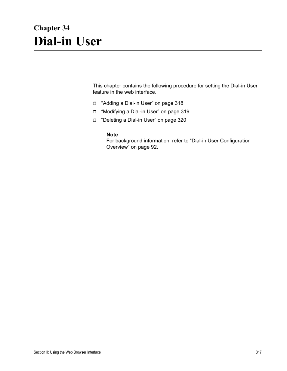 Chapter 34, Dial-in user | Allied Telesis AT-S80 User Manual | Page 317 / 346