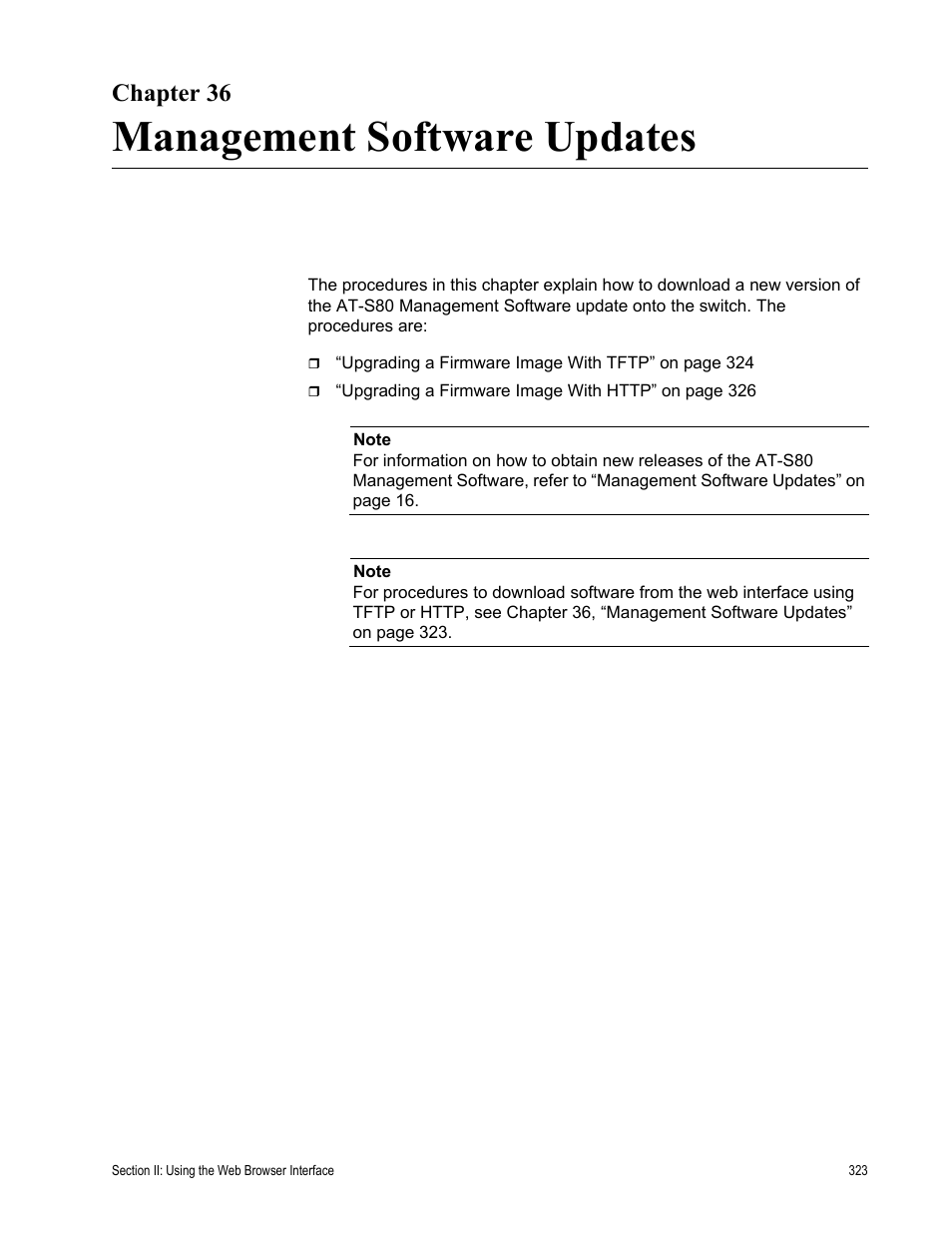 Chapter 36, Management software updates | Allied Telesis AT-S80 User Manual | Page 323 / 346