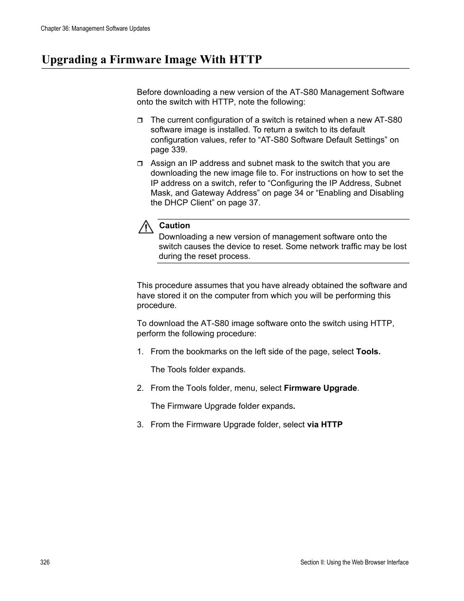 Upgrading a firmware image with http | Allied Telesis AT-S80 User Manual | Page 326 / 346
