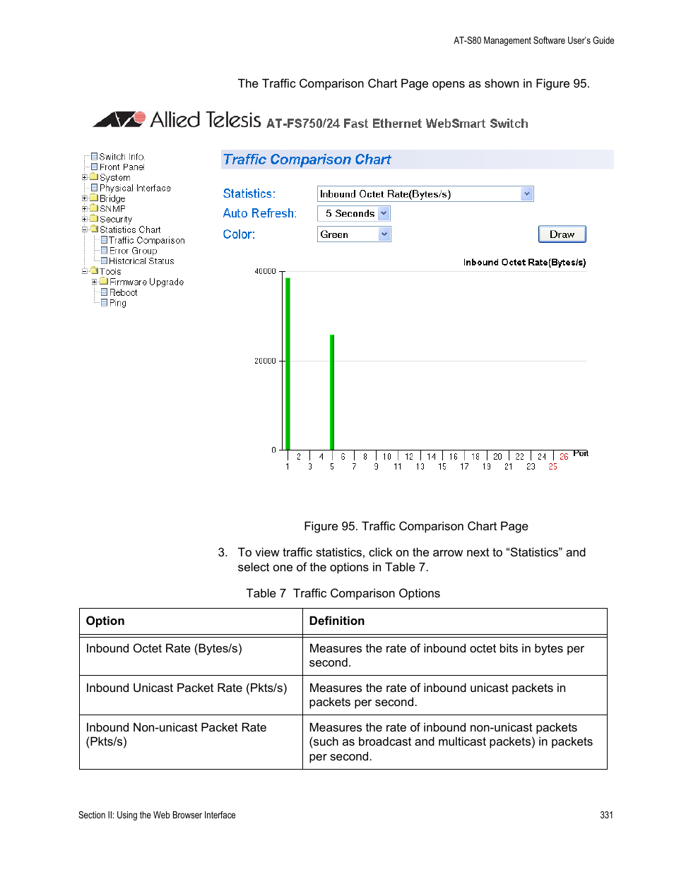Table 7. traffic comparison options | Allied Telesis AT-S80 User Manual | Page 331 / 346