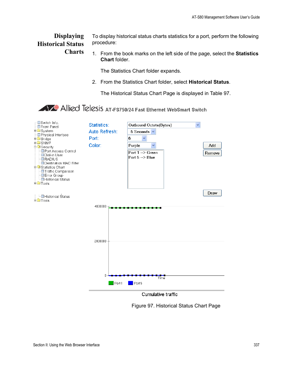 Displaying historical status charts | Allied Telesis AT-S80 User Manual | Page 337 / 346