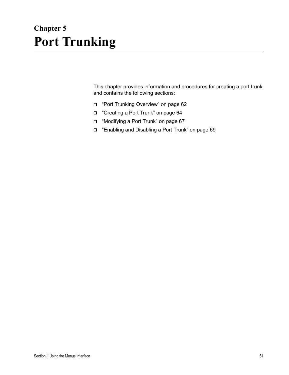 Chapter 5, Port trunking, R 5: port trunking | Allied Telesis AT-S80 User Manual | Page 61 / 346