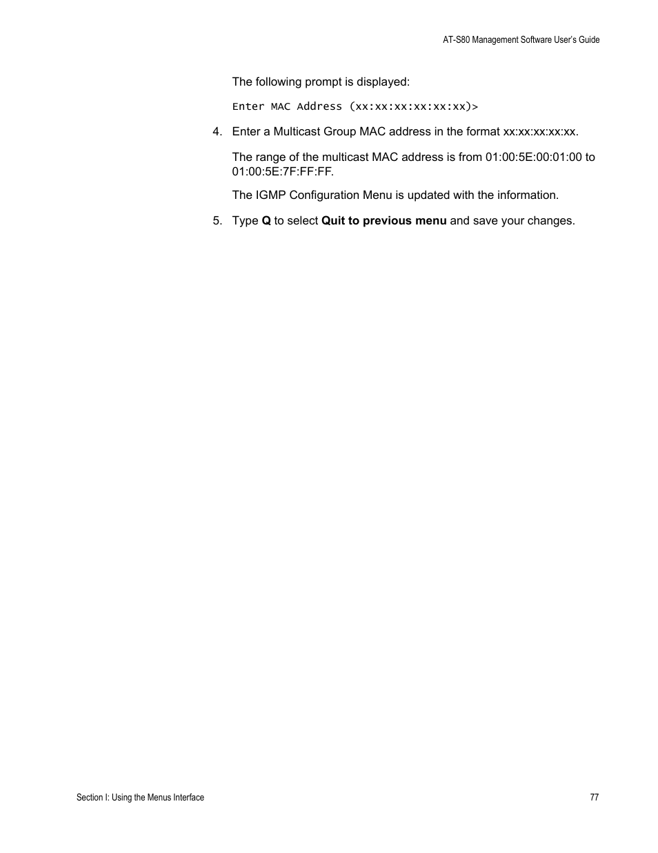 Allied Telesis AT-S80 User Manual | Page 77 / 346