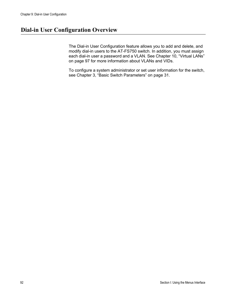 Dial-in user configuration overview | Allied Telesis AT-S80 User Manual | Page 92 / 346