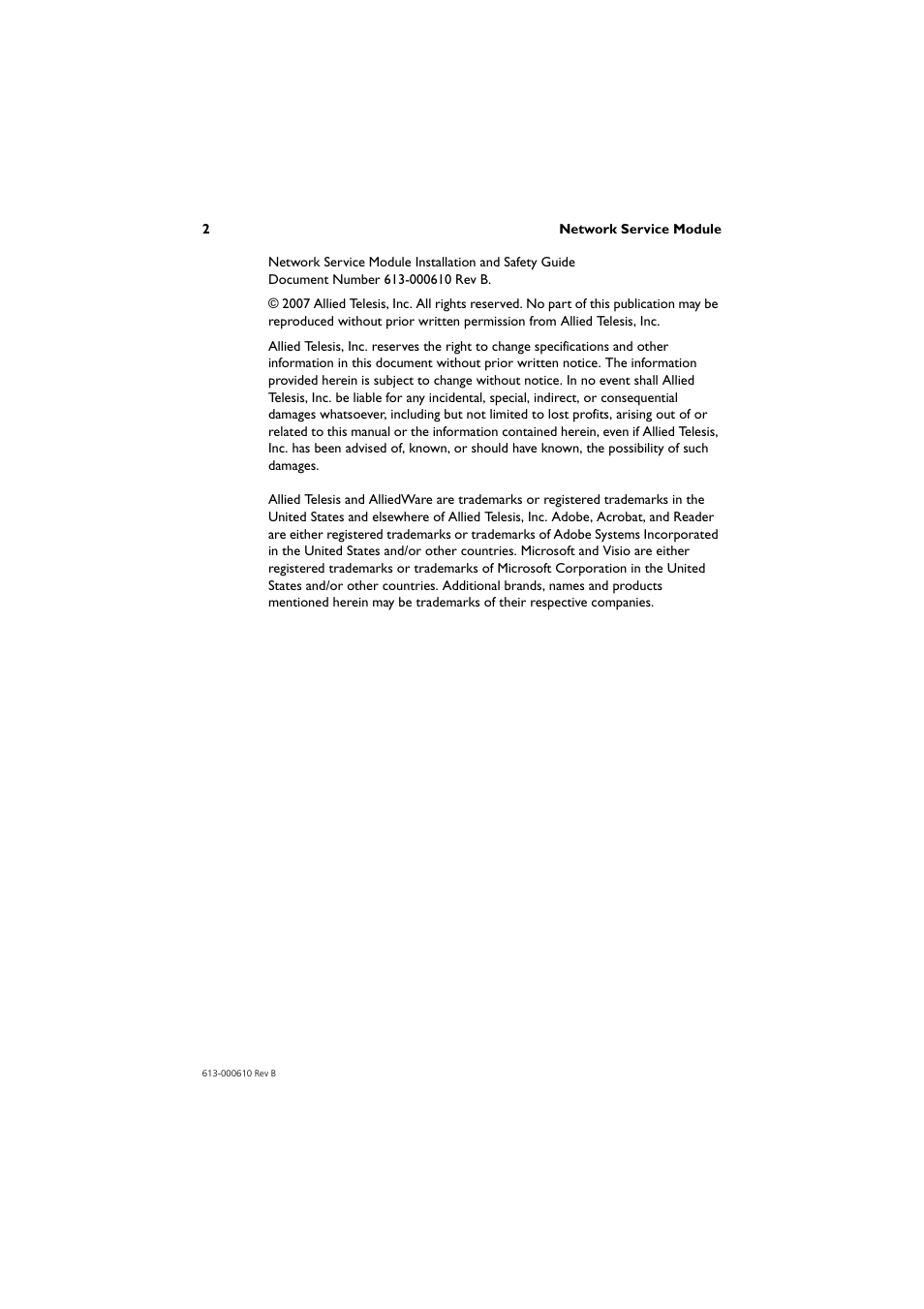 Allied Telesis Network Service Module User Manual | Page 3 / 13