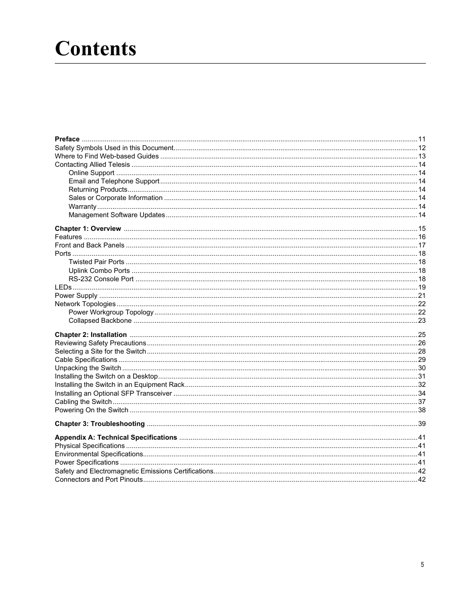 Allied Telesis AT-FS750/24 User Manual | Page 5 / 44