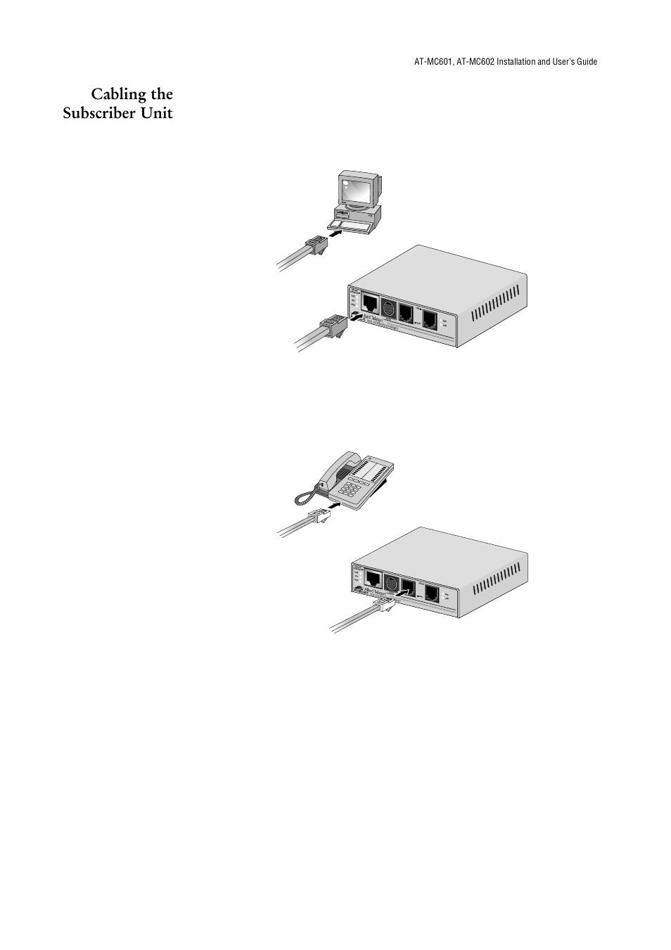 Cabling the subscriber unit | Allied Telesis AT-МС602 User Manual | Page 26 / 65