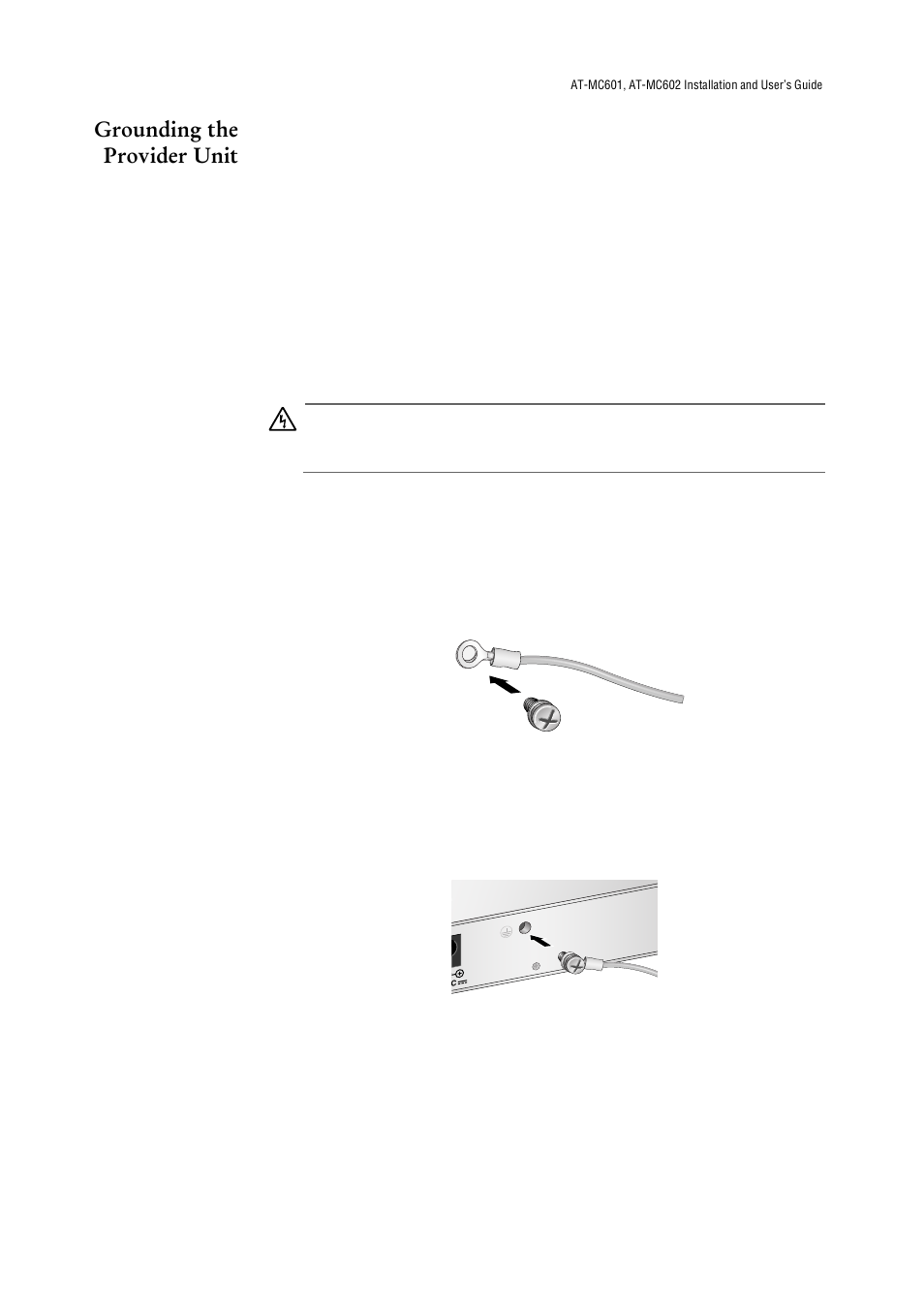 Grounding the provider unit | Allied Telesis AT-МС602 User Manual | Page 30 / 65