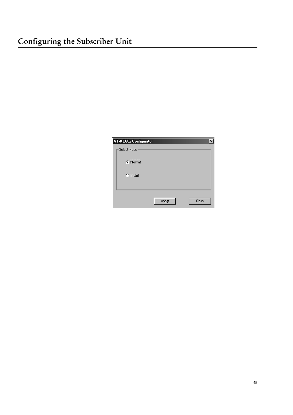 Configuring the subscriber unit | Allied Telesis AT-МС602 User Manual | Page 45 / 65
