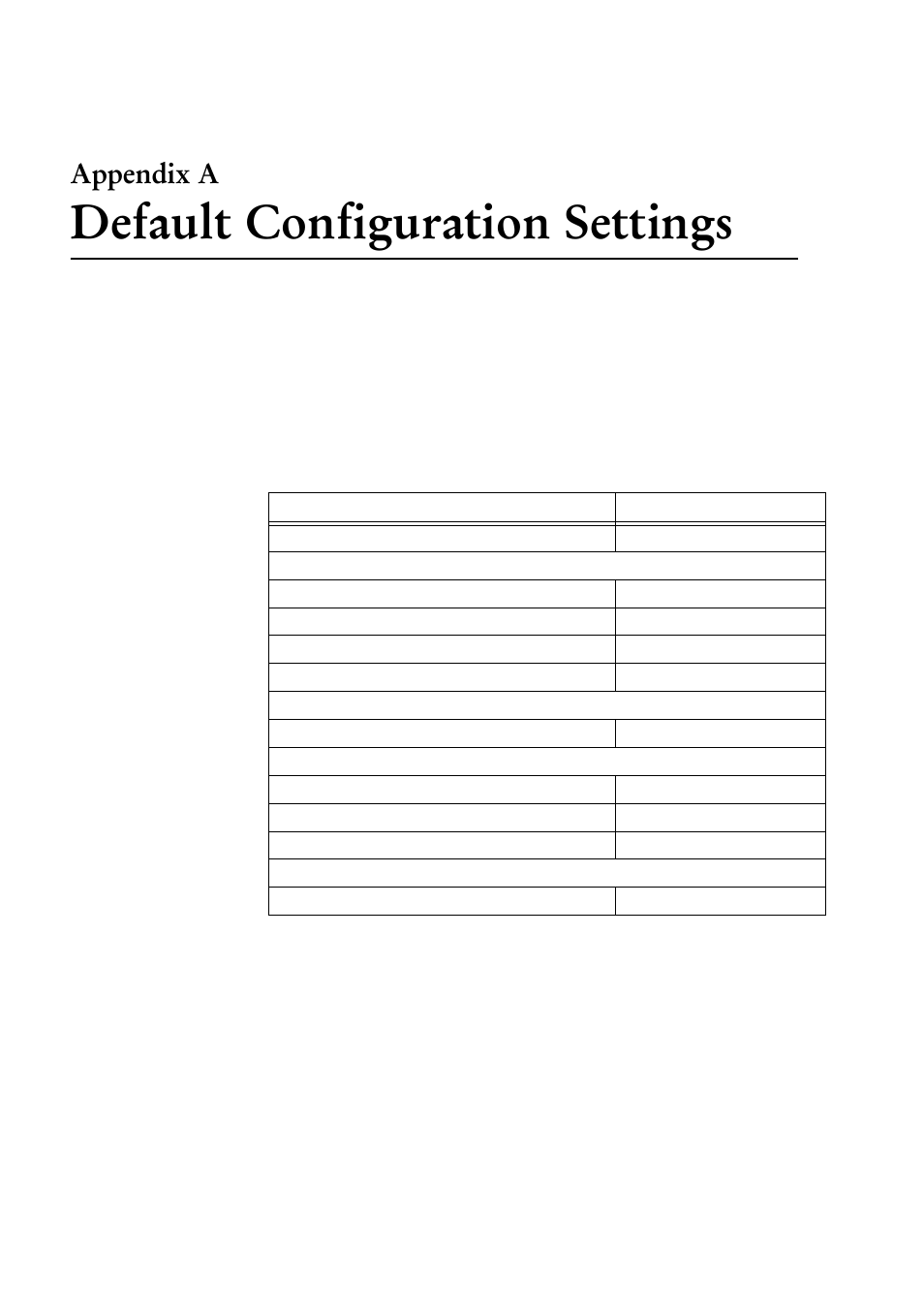 Appendix a, Default configuration settings | Allied Telesis AT-МС602 User Manual | Page 51 / 65